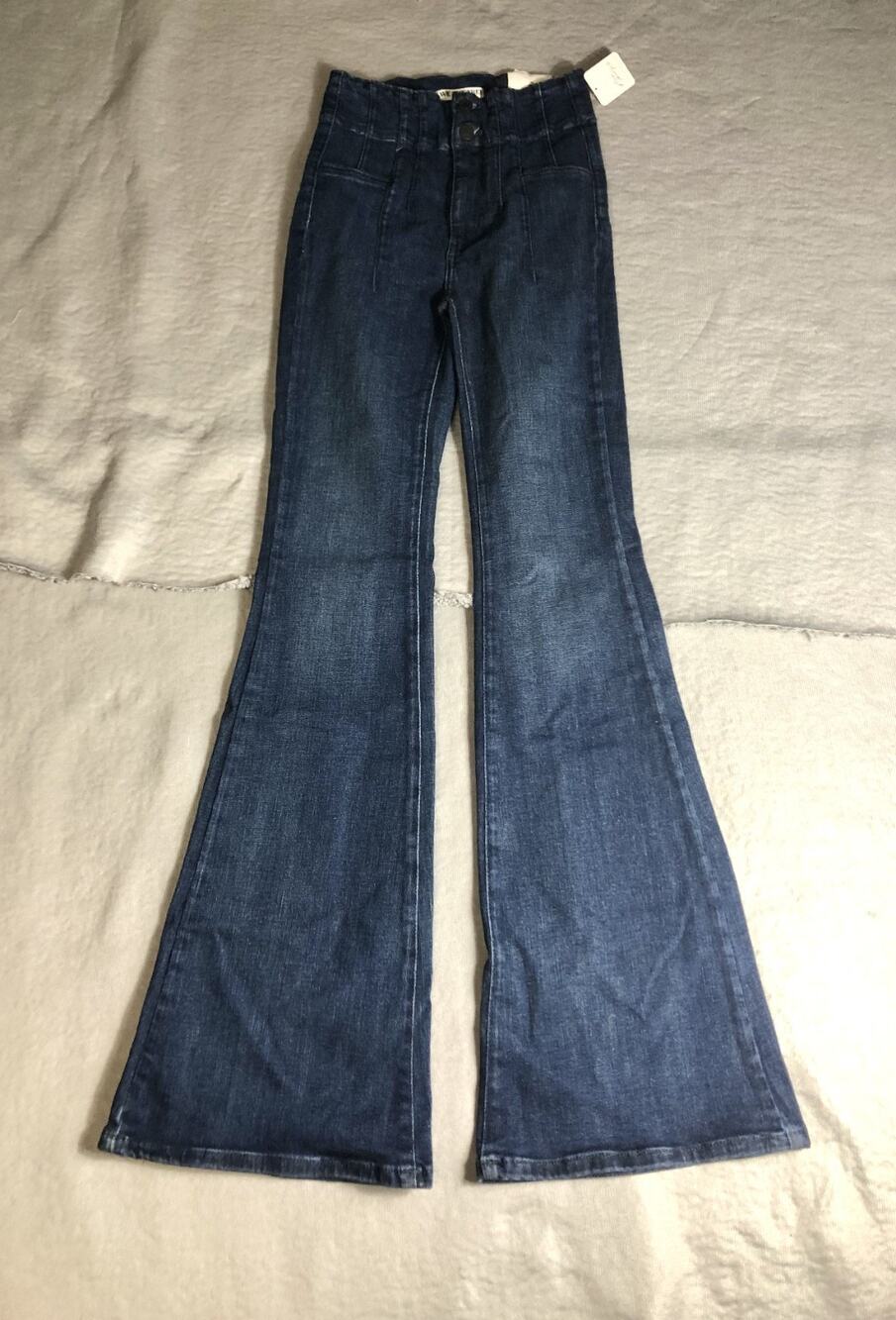 New Free People We The Free Jeans 25 Blue Jayden Flare Bell Bottoms Y2K Retro